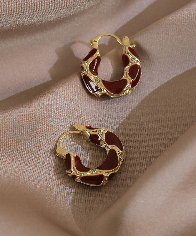 DIY Mulberry Alloy Zircon Hoop Earrings