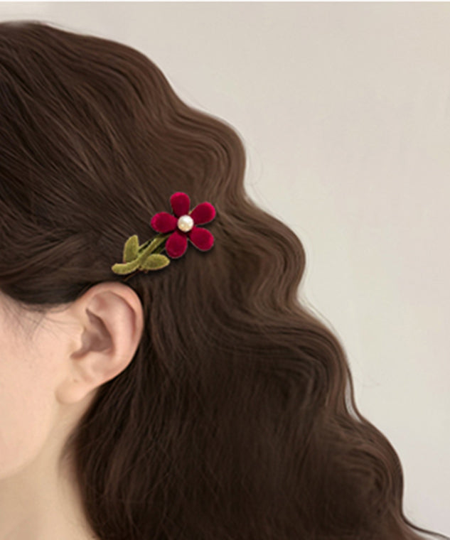 DIY Mulberry Flocking Pearl Floral Hairpin