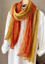 DIY Orange Wrinkled Autumn Cotton Scarf