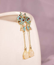 DIY Pink Alloy Oil Drip Resin Pearl Tassel Drop Earrings