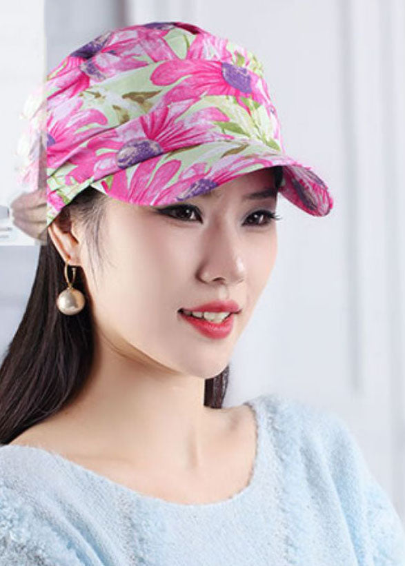 DIY Pink Print Patchwork Wrinkled Baseball Cap Hat