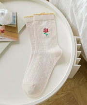 DIY Pink Rose Print Mid Calf Socks