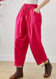 DIY Rose Elastic Waist Linen Harem Pants Summer