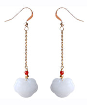 DIY White 14K Gold Jade Gem Stone Drop Earrings