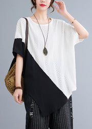 DIY White Asymmetrical Patchwork Hollow Out Cotton Tanks Summer