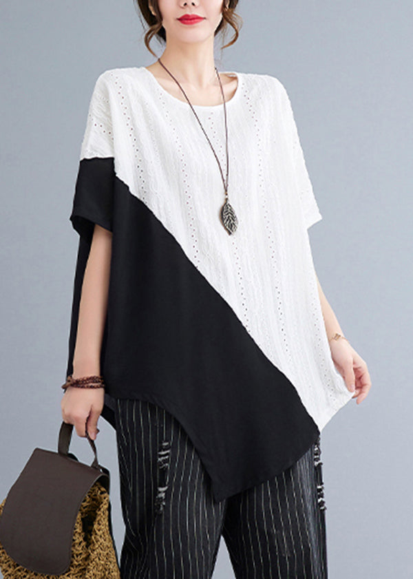 DIY White Asymmetrical Patchwork Hollow Out Cotton Tanks Summer