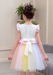 DIY White Embroideried Patchwork Ruffled Cotton Baby Girls Dresses Butterfly Sleeve