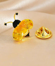 DIY Yellow Alloy Crystal Little Bee Brooches