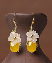 DIY Yellow Floral Water Drop Drop Earrings