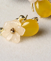 DIY Yellow Floral Water Drop Drop Earrings