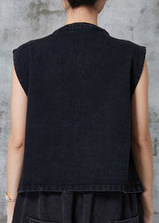 Diy Black Asymmetrical Patchwork Denim Two Piece Suit Set Spring