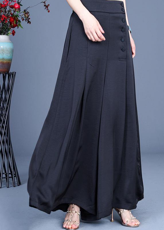 Diy Black Button Wide Leg Pants Summer - bagstylebliss