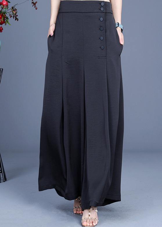 Diy Apricot bamboo Button Wide Leg Pants Summer