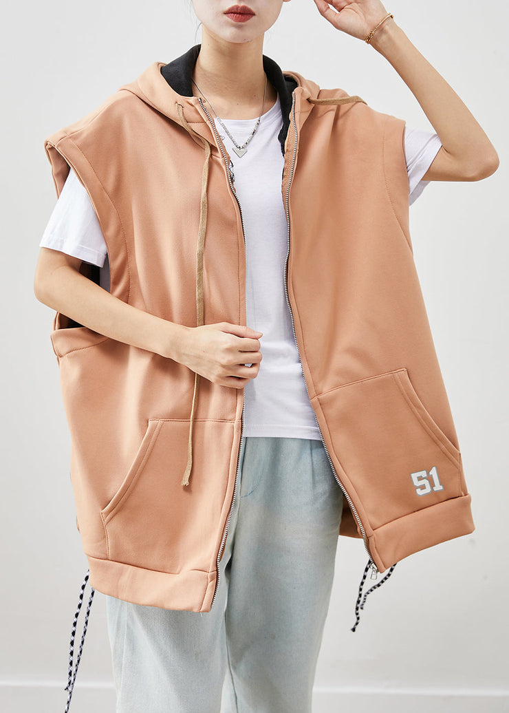 Diy Khaki Oversized Drawstring Cotton Vest Fall