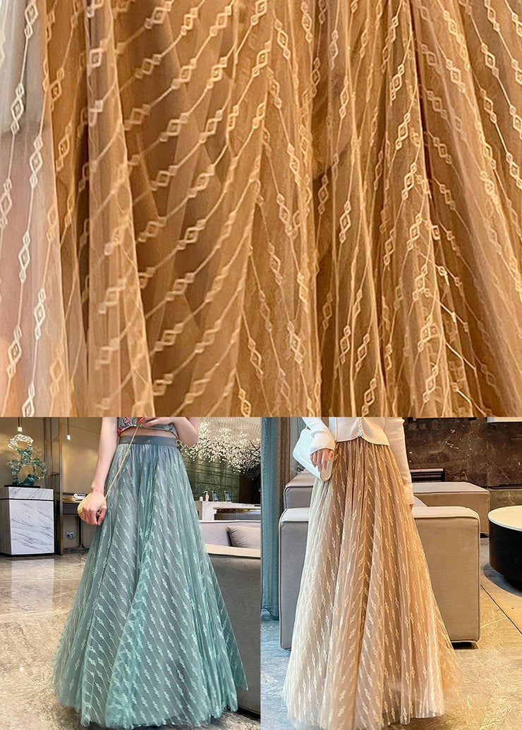 Diy Khaki Wrinkled Patchwork High Waist Tulle Skirt Spring