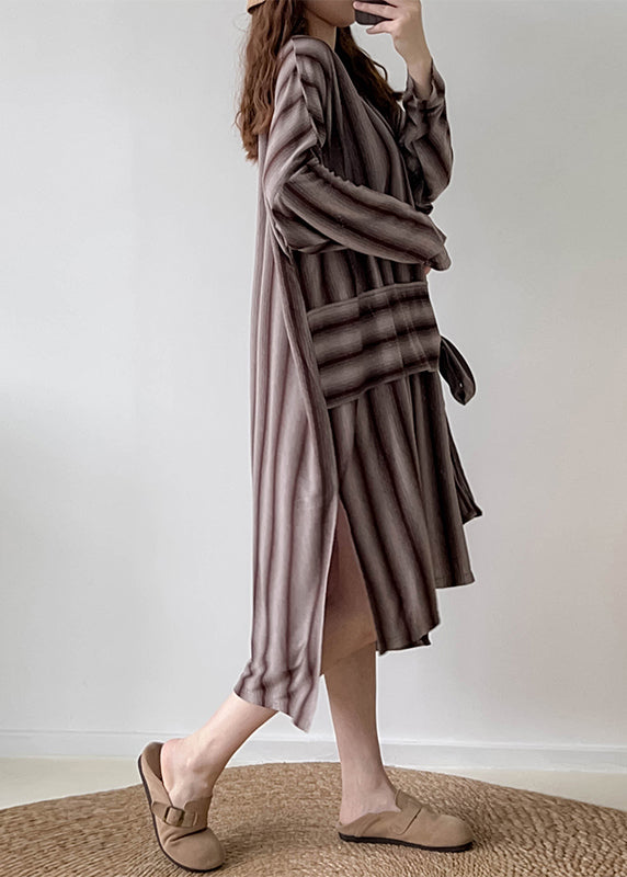 Diy Oversized Striped Tie Waist Cotton Maxi Dress Summer