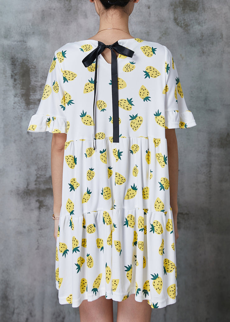 Diy Yellow Oversized Print Cotton Mini Dress Summer