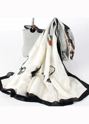 Elegant And Versatile White Printed Silk Scarf In Autumn