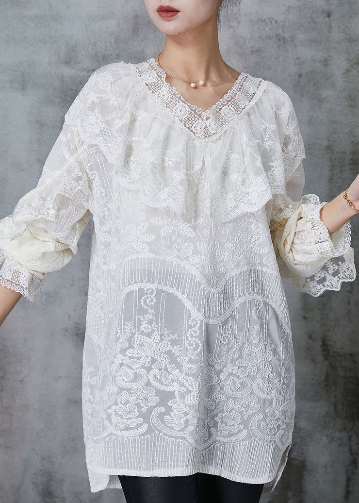 Elegant Apricot Embroidered Lace Dress Spring