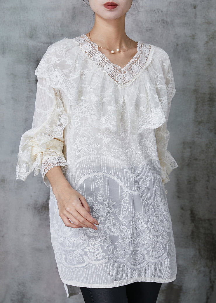 Elegant Apricot Embroidered Lace Dress Spring