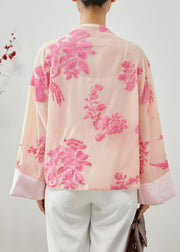 Elegant Apricot Embroideried Tasseled Silk Shirts Fall