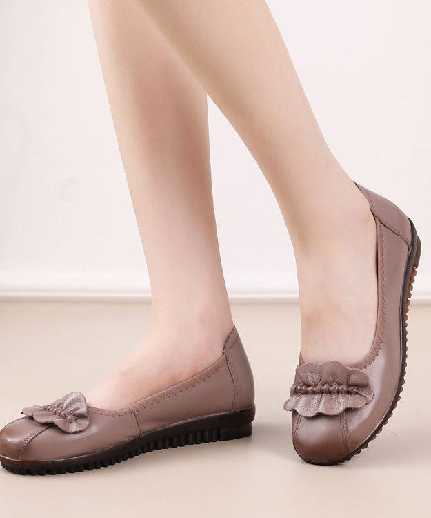 Elegant Black Genuine Leather Splicing Flat Feet Shoes