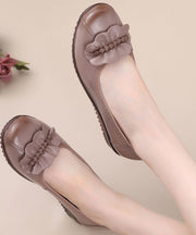 Elegant Black Genuine Leather Splicing Flat Feet Shoes