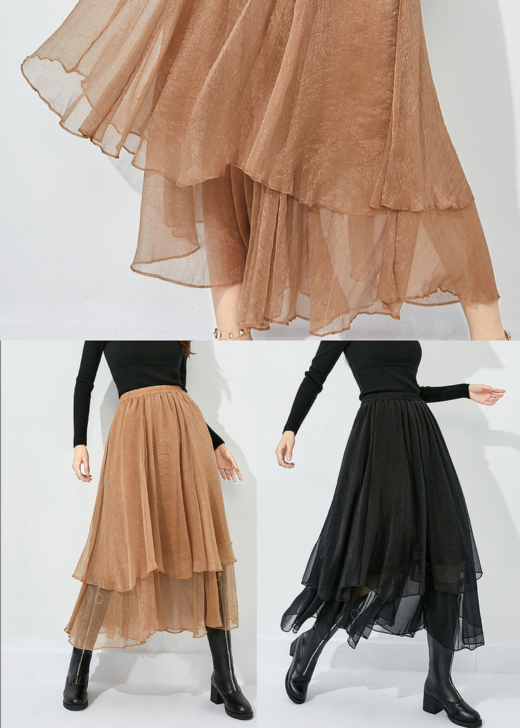 Elegant Black High Waist Layered Design Tulle Skirt Summer