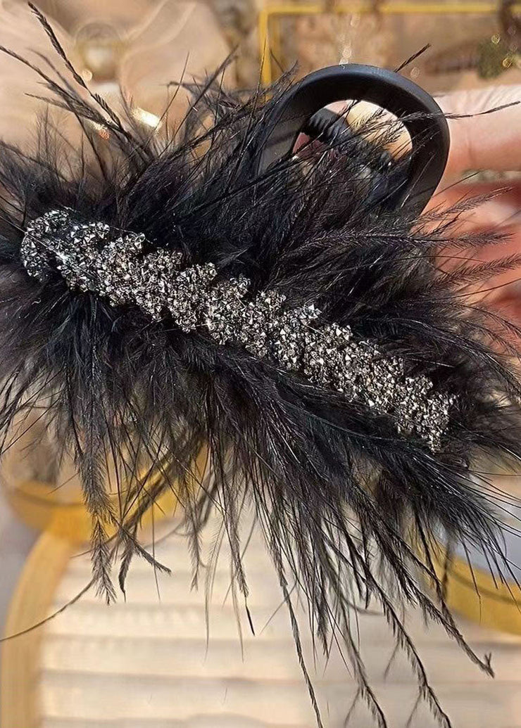 Elegant Black Large Size Feather Hair Ornaments