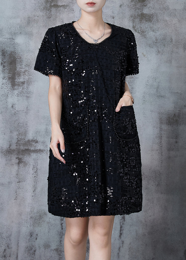 Elegant Black Sequins Nail Bead Party Dresses Summer