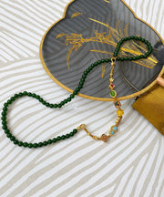 Elegant Blackish Green Jade Turquoise Cloisonne Enamel Detachable Beading Graduated Bead Necklace