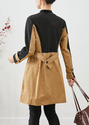 Elegant Colorblock Silm Fit Patchwork Cotton Trench Fall