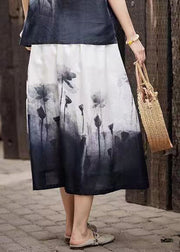 Elegant Colorblock Tie Dye Elastic Waist A Line Skirts Summer