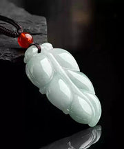 Elegant Cyan Jade Leaves Pendant Necklace