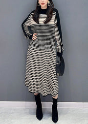 Elegant Dot Print Cozy Knit Dress Long Sleeve