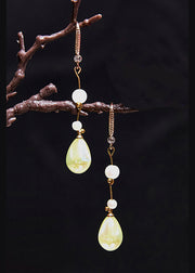 Elegant Droplet Shape Jade Pearl Drop Earrings