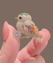 Elegant Gold Alloy Inlaid Zircon Magpie Brooches