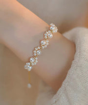 Elegant Gold Alloy Kitten Claws Pearl Tassel Charm Bracelet