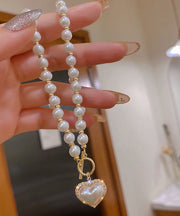 Elegant Gold Alloy Zircon Pearl Pendant Necklace