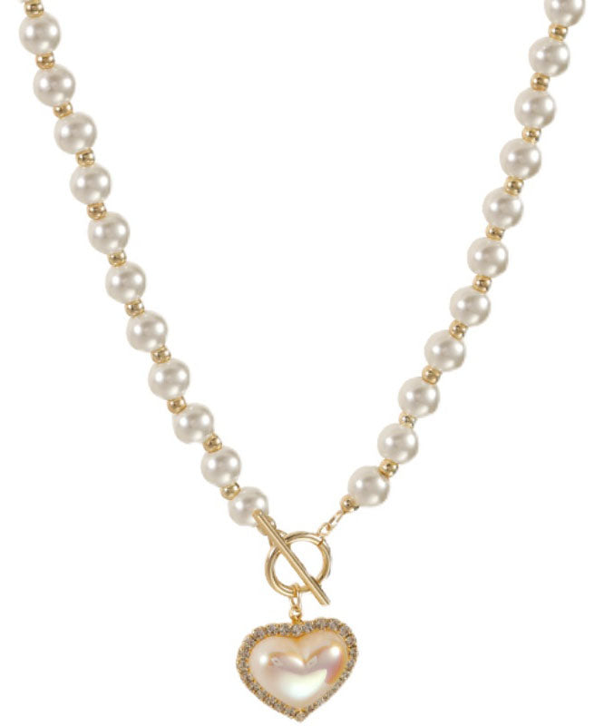 Elegant Gold Alloy Zircon Pearl Pendant Necklace