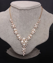 Elegant Gold Sterling Silver Overgild Pearl Zircon Princess Necklace