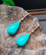 Elegant Gold Sterling Silver Turquoise Zircon Drop Earrings