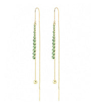 Elegant Green Copper Zircon Tassel Drop Earrings