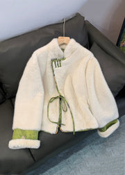 Elegant Green Patchwork Tie Waist Fuzzy Fur Fluffy Mink Velvet Coat Winter