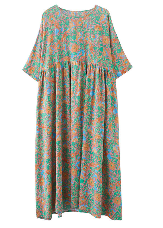 Elegant Green Wrinkled Patchwork Holiday Long Dress Summer