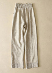 Elegant Purple High Waist Button Linen Straigh Pants Summer