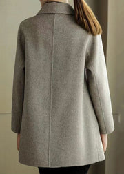 Elegant Grey Peter Pan Collar Silm Fit Woolen Coat Fall