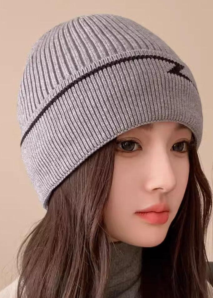 Elegant Grey Thick Knitted Cotton Bonnie Hat