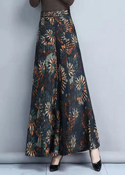 Elegant Ink Print Loose Elastic Waist Wide Leg Pants