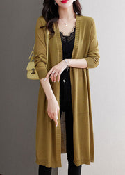 Elegant Matcha Colour V Neck Pockets Long Ice Size Knit Cardigans Long Sleeve